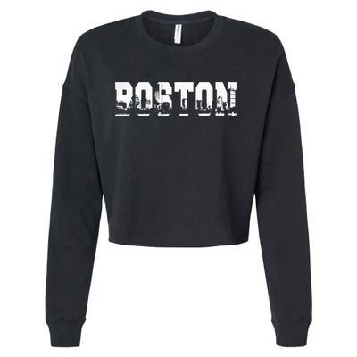 Boston Massachusetts Skyline Graphic Apparel Cropped Pullover Crew