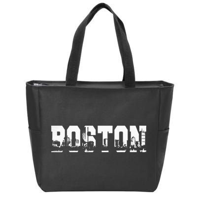 Boston Massachusetts Skyline Graphic Apparel Zip Tote Bag