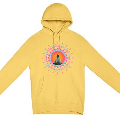 Buddha Meditation Sun Flower Dala Buddhism Yoga Symbol Funny Gift Premium Pullover Hoodie