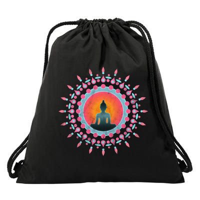 Buddha Meditation Sun Flower Dala Buddhism Yoga Symbol Funny Gift Drawstring Bag