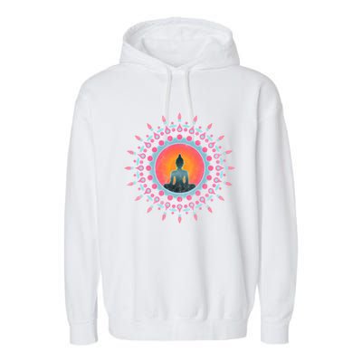 Buddha Meditation Sun Flower Dala Buddhism Yoga Symbol Funny Gift Garment-Dyed Fleece Hoodie