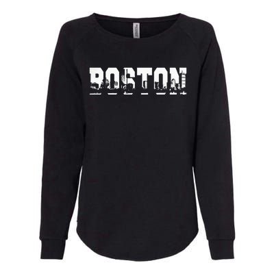 Boston Massachusetts Skyline Graphic Apparel Womens California Wash Sweatshirt