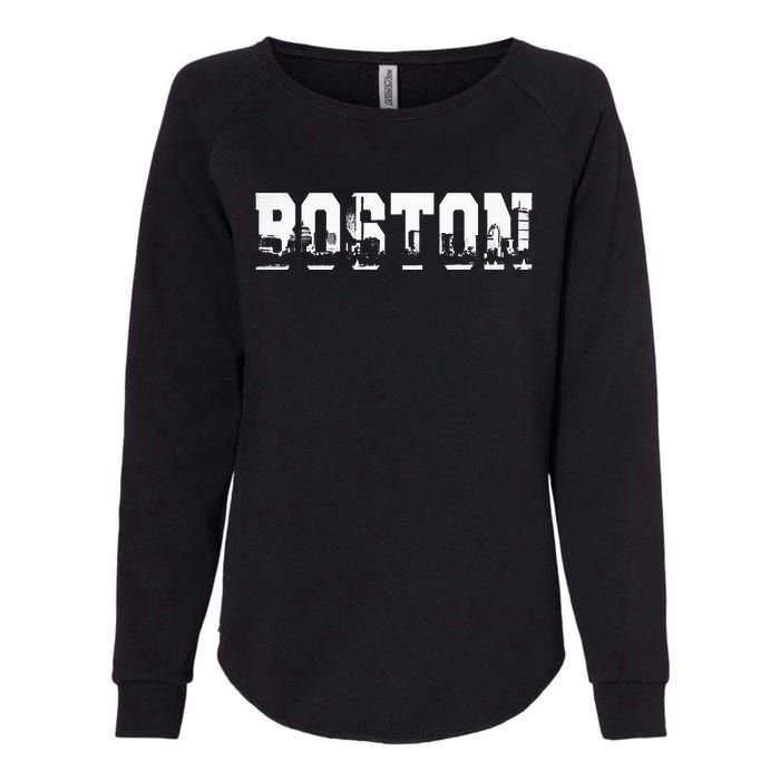 Boston Massachusetts Skyline Graphic Apparel Womens California Wash Sweatshirt