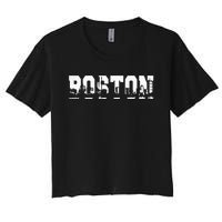 Boston Massachusetts Skyline Graphic Apparel Women's Crop Top Tee