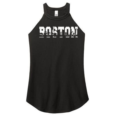 Boston Massachusetts Skyline Graphic Apparel Women's Perfect Tri Rocker Tank