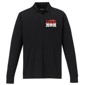 Baseball Mom Sports Mothers Day Mommy Mama Baseball Lover Gift Performance Long Sleeve Polo