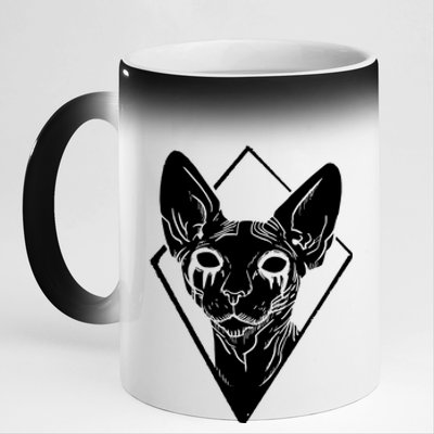 Black Metals Sphynx Cat 11oz Black Color Changing Mug