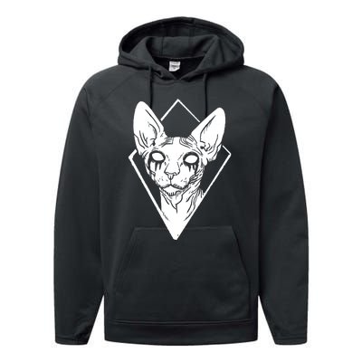 Black Metals Sphynx Cat Performance Fleece Hoodie