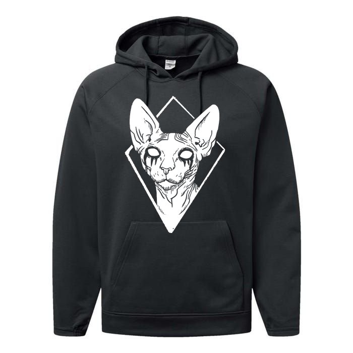 Black Metals Sphynx Cat Performance Fleece Hoodie