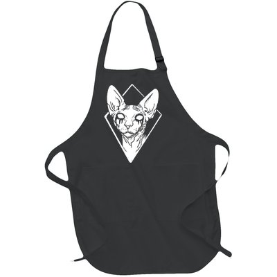 Black Metals Sphynx Cat Full-Length Apron With Pockets