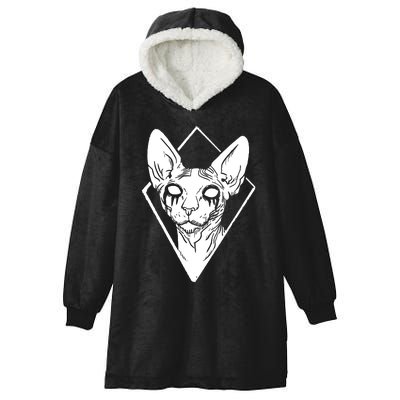 Black Metals Sphynx Cat Hooded Wearable Blanket