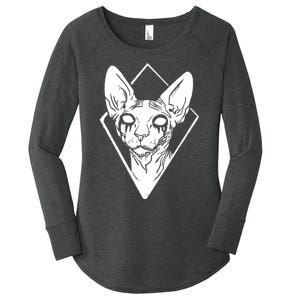 Black Metals Sphynx Cat Women's Perfect Tri Tunic Long Sleeve Shirt