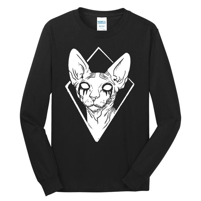 Black Metals Sphynx Cat Tall Long Sleeve T-Shirt