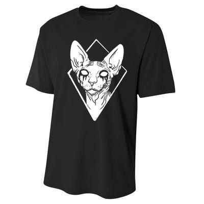 Black Metals Sphynx Cat Performance Sprint T-Shirt