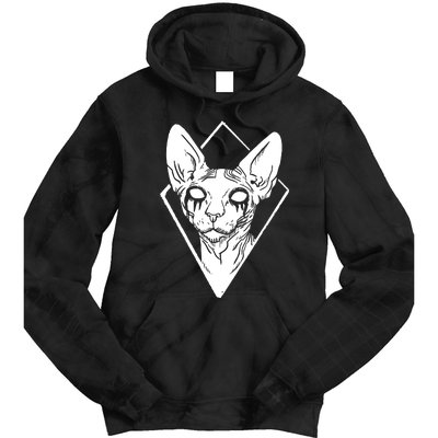 Black Metals Sphynx Cat Tie Dye Hoodie