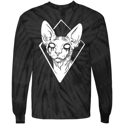 Black Metals Sphynx Cat Tie-Dye Long Sleeve Shirt