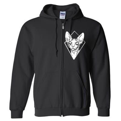 Black Metals Sphynx Cat Full Zip Hoodie