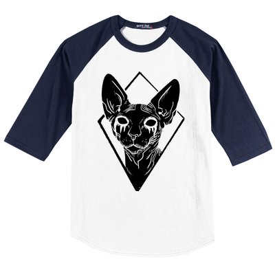 Black Metals Sphynx Cat Baseball Sleeve Shirt