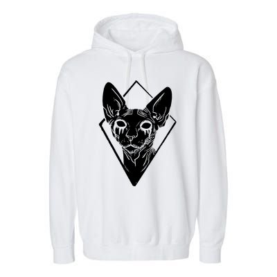 Black Metals Sphynx Cat Garment-Dyed Fleece Hoodie