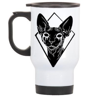 Black Metals Sphynx Cat Stainless Steel Travel Mug