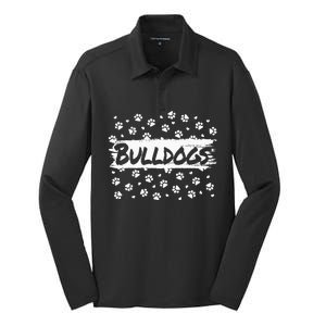 Bulldogs Mascot School Spirit Back To School Footprint Squad Silk Touch Performance Long Sleeve Polo