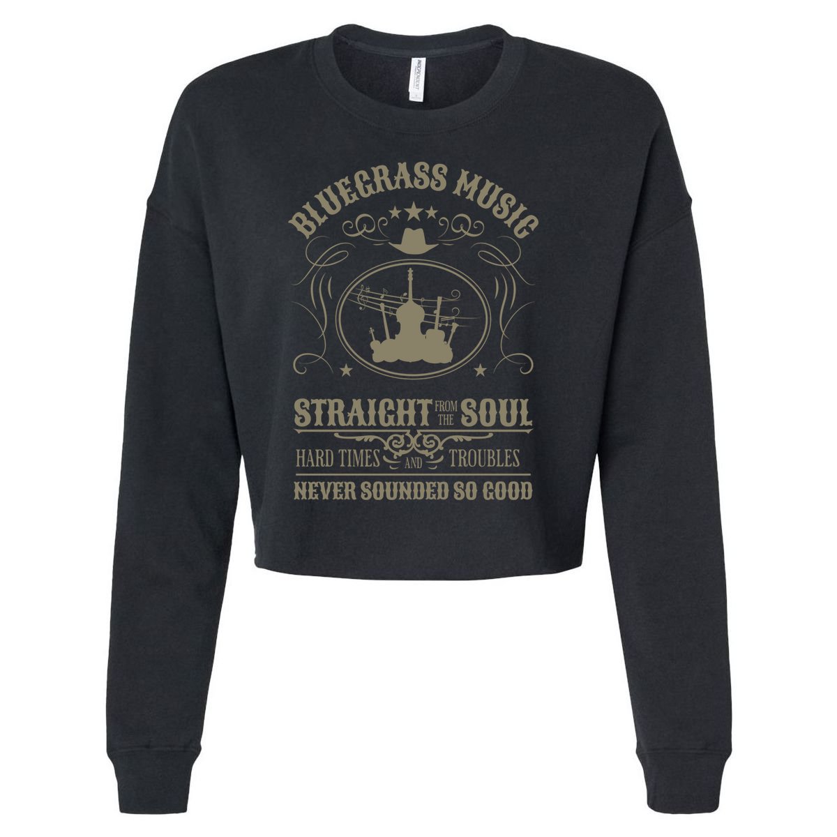Bluegrass Music Straight From The Soul Cropped Pullover Crew