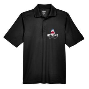 Bite Me Shark Lover Week Awareness Animal Ocean Summer Men's Origin Performance Pique Polo