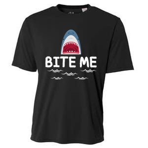 Bite Me Shark Lover Week Awareness Animal Ocean Summer Cooling Performance Crew T-Shirt