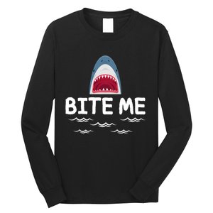 Bite Me Shark Lover Week Awareness Animal Ocean Summer Long Sleeve Shirt