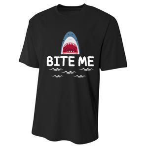 Bite Me Shark Lover Week Awareness Animal Ocean Summer Performance Sprint T-Shirt