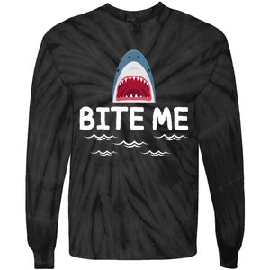 Bite Me Shark Lover Week Awareness Animal Ocean Summer Tie-Dye Long Sleeve Shirt