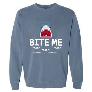 Bite Me Shark Lover Week Awareness Animal Ocean Summer Garment-Dyed Sweatshirt