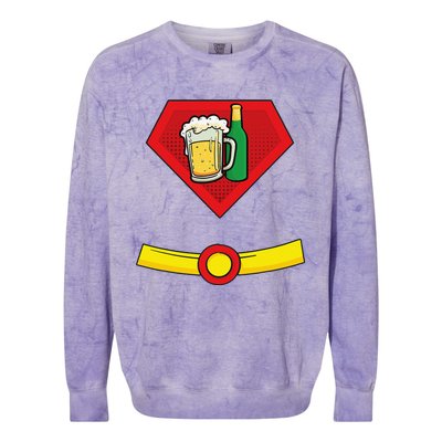 Beer Man Superhero Halloween Costume Colorblast Crewneck Sweatshirt