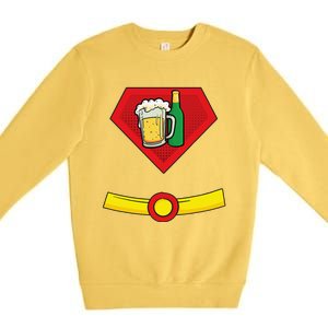 Beer Man Superhero Halloween Costume Premium Crewneck Sweatshirt