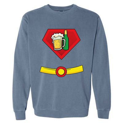 Beer Man Superhero Halloween Costume Garment-Dyed Sweatshirt