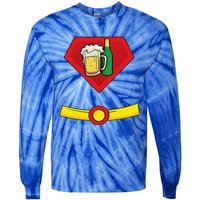 Beer Man Superhero Halloween Costume Tie-Dye Long Sleeve Shirt