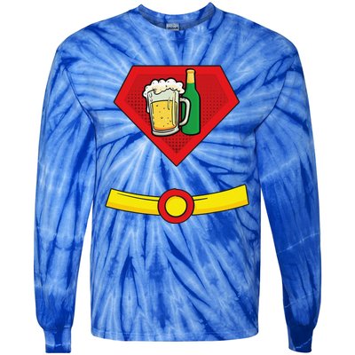 Beer Man Superhero Halloween Costume Tie-Dye Long Sleeve Shirt