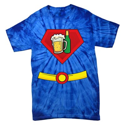 Beer Man Superhero Halloween Costume Tie-Dye T-Shirt