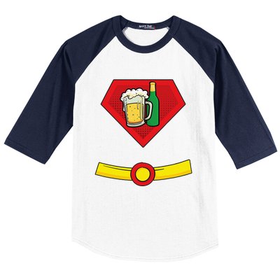 Beer Man Superhero Halloween Costume Baseball Sleeve Shirt