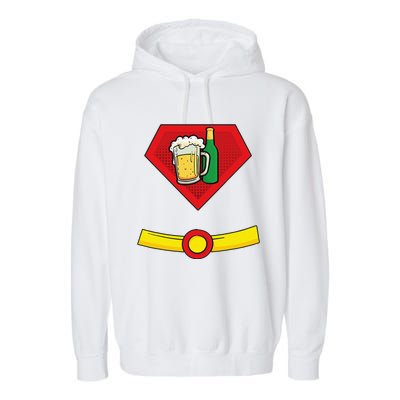 Beer Man Superhero Halloween Costume Garment-Dyed Fleece Hoodie