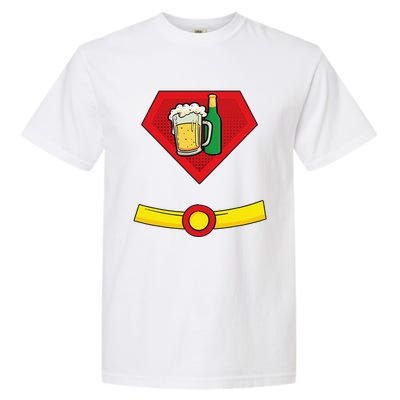 Beer Man Superhero Halloween Costume Garment-Dyed Heavyweight T-Shirt