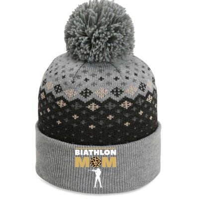 Biathlon Mom Skiing Competition Biathlete Cute Gift The Baniff Cuffed Pom Beanie