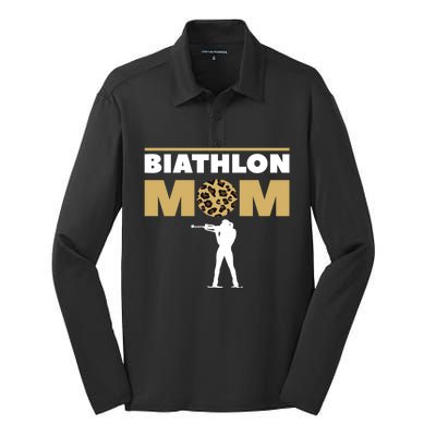 Biathlon Mom Skiing Competition Biathlete Cute Gift Silk Touch Performance Long Sleeve Polo