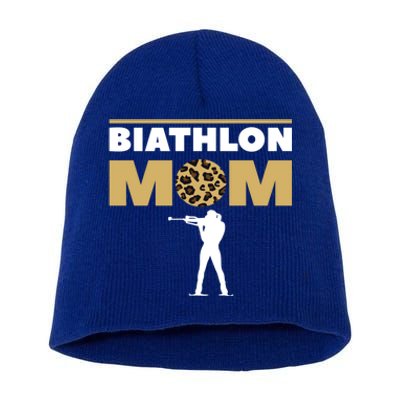 Biathlon Mom Skiing Competition Biathlete Cute Gift Short Acrylic Beanie