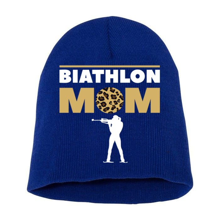 Biathlon Mom Skiing Competition Biathlete Cute Gift Short Acrylic Beanie