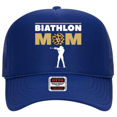 Biathlon Mom Skiing Competition Biathlete Cute Gift High Crown Mesh Back Trucker Hat