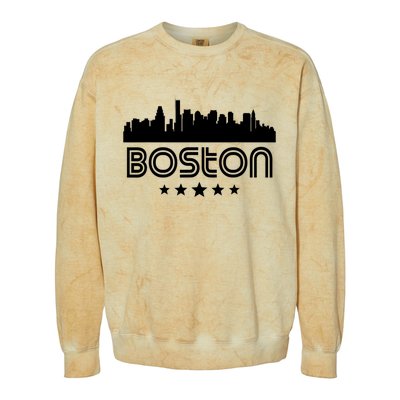 Boston Massachusetts Skyline Retro Style Colorblast Crewneck Sweatshirt