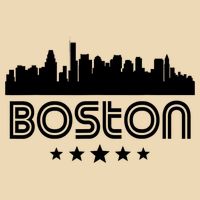 Boston Massachusetts Skyline Retro Style Drawstring Bag
