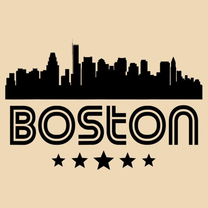 Boston Massachusetts Skyline Retro Style Drawstring Bag