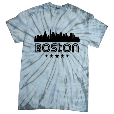 Boston Massachusetts Skyline Retro Style Tie-Dye T-Shirt